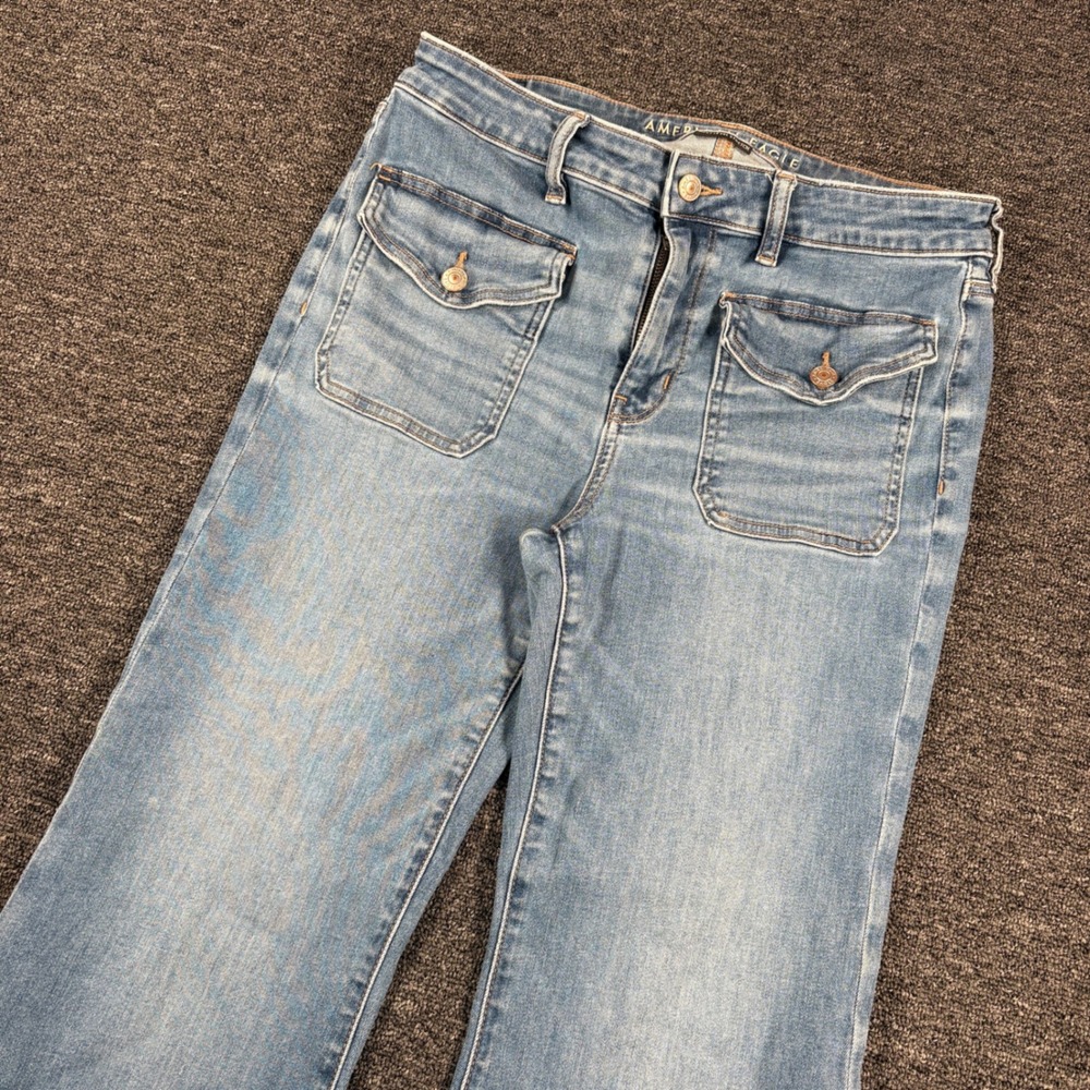 American Eagle Festival Flare Jeans Womens 14 Blue Next Level Stretch Pocket